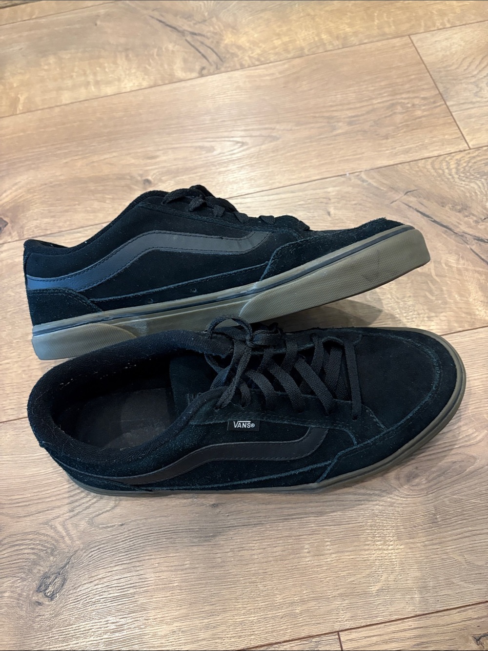 Vans Black Suede Old Skool Skate Sneakers with Gum Sole